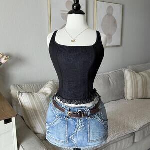Black Lace Corset Tank Top